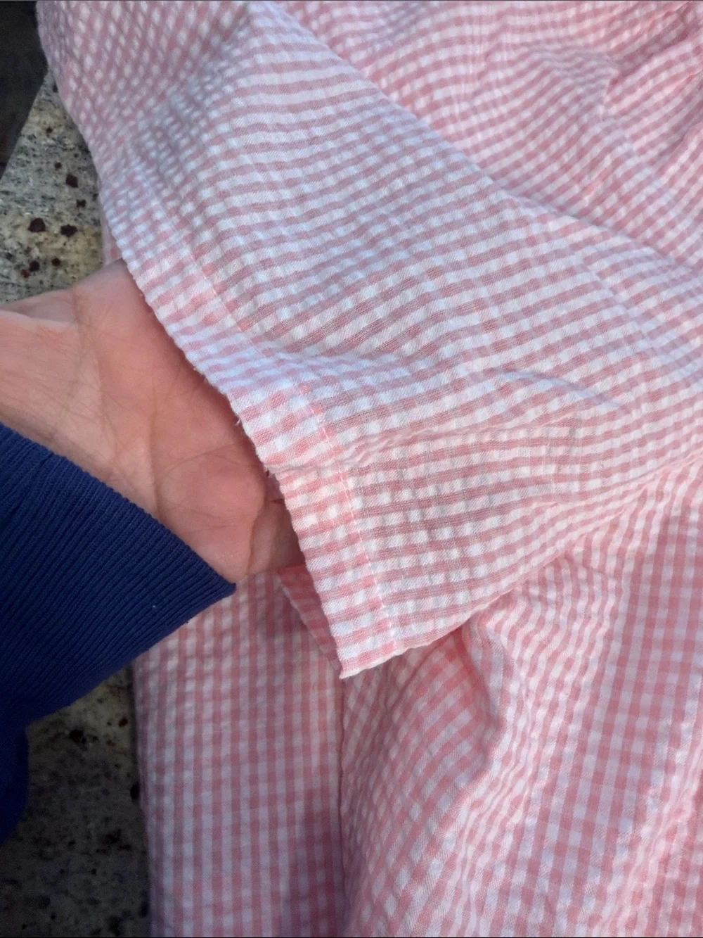Miss Elaine Pink Seersucker Button-Front Nightgown - Picture 4 of 5